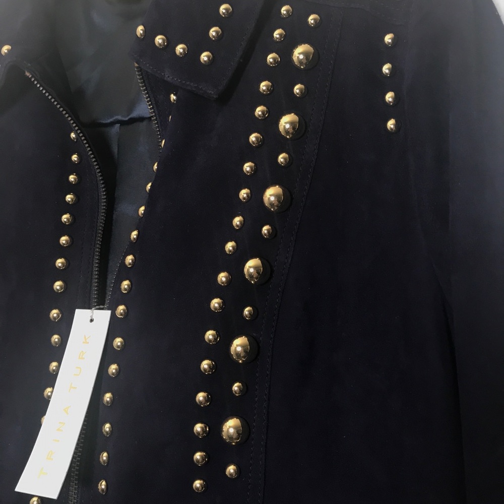 Trina Turk STUDDED LEATHER NWT $798 Jacket RARE S - Picture 5 of 9